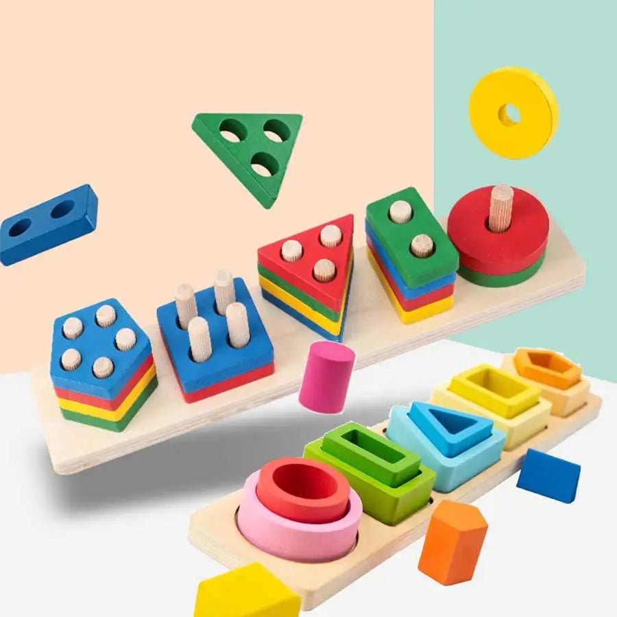 Montessori Wooden Sorting Stacking Toys - Tiny Explorers Club