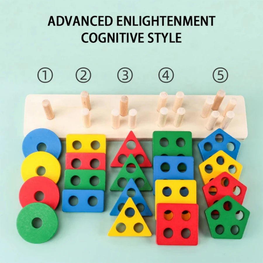 Montessori Wooden Sorting Stacking Toys - Tiny Explorers Club