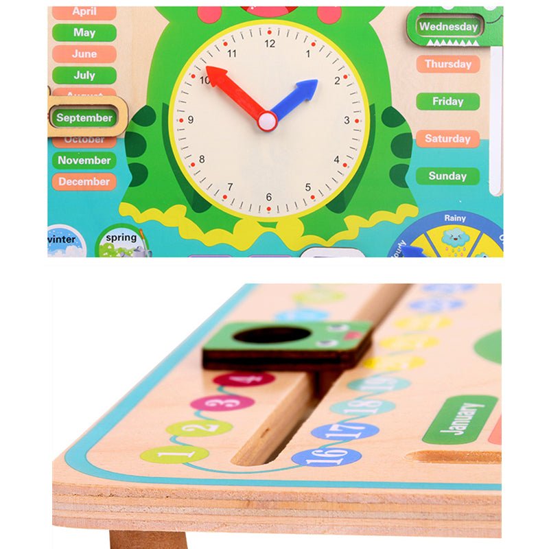 Montessori Wooden Toys Baby Weather Season Calendar Clock - Teaching Aid for Children - Tiny Explorers Club