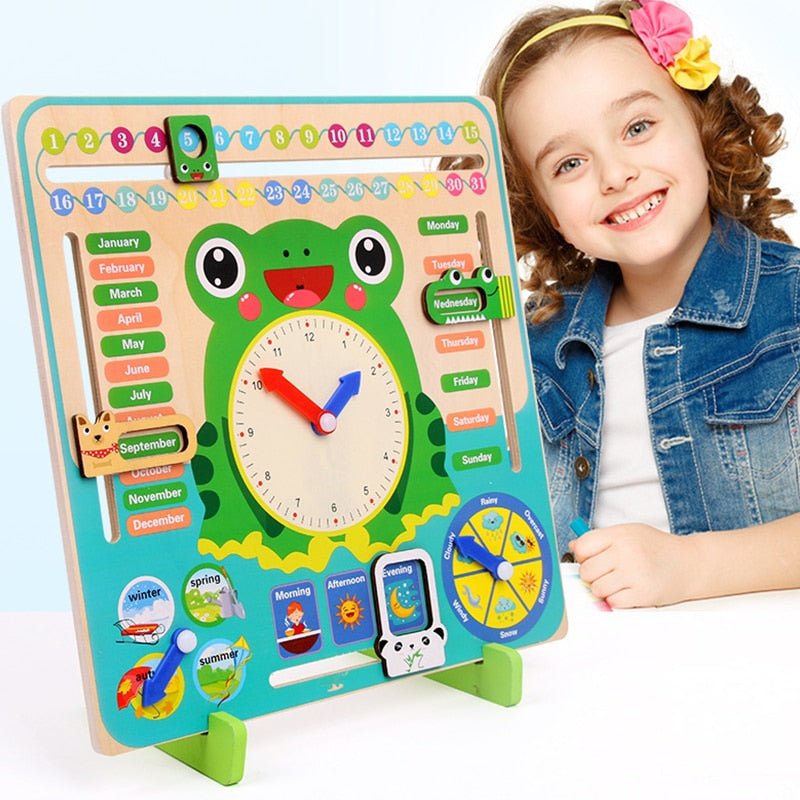 Montessori Wooden Toys Baby Weather Season Calendar Clock - Teaching Aid for Children - Tiny Explorers Club