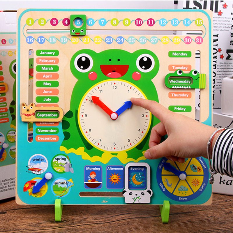 Montessori Wooden Toys Baby Weather Season Calendar Clock - Teaching Aid for Children - Tiny Explorers Club