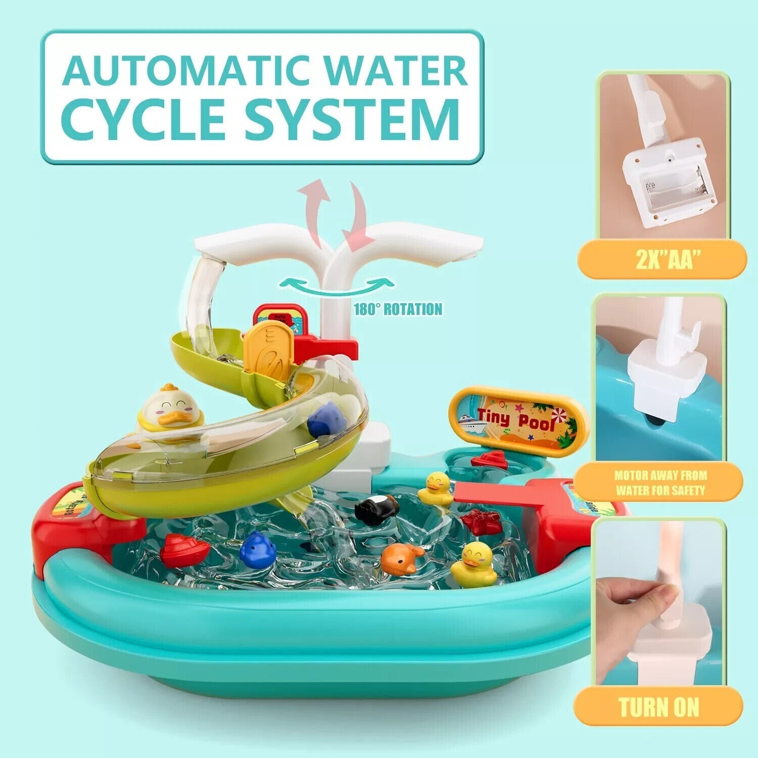 Play Sink With Running Water, 3-in-1 Sink, Fishing Set and Track - Tiny Explorers Club