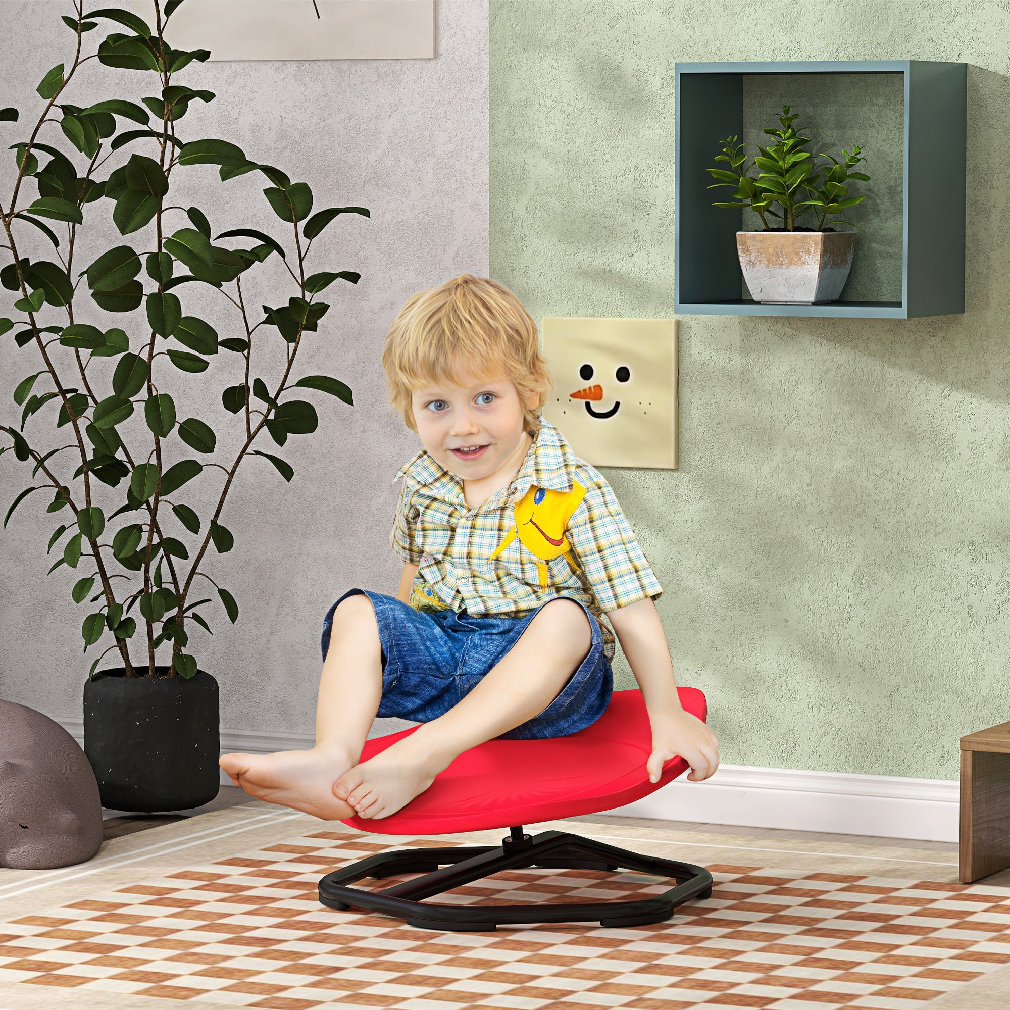 Sensory Spinning Chair For Coordination, Balance, Red - Tiny Explorers Club