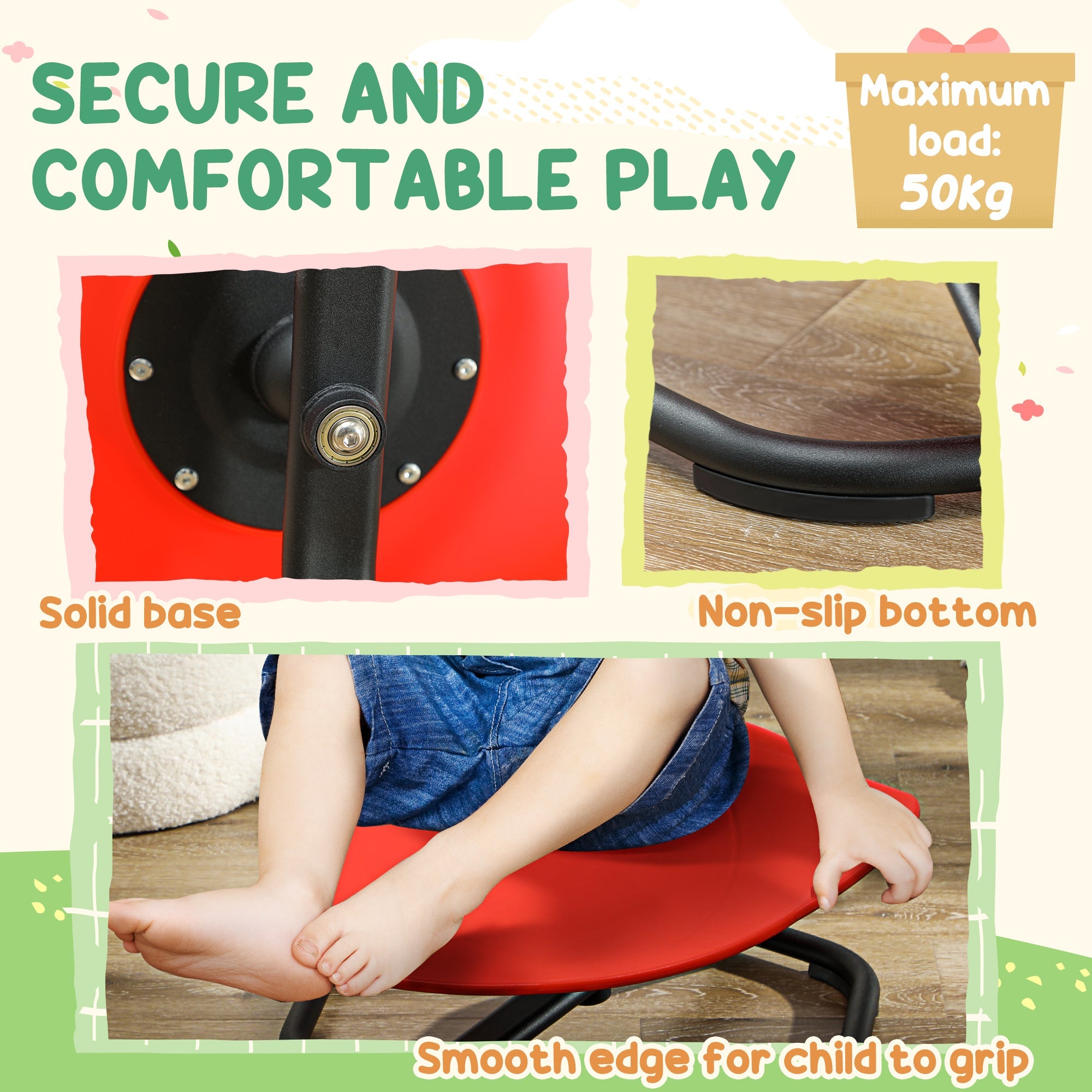 Sensory Spinning Chair For Coordination, Balance, Red - Tiny Explorers Club
