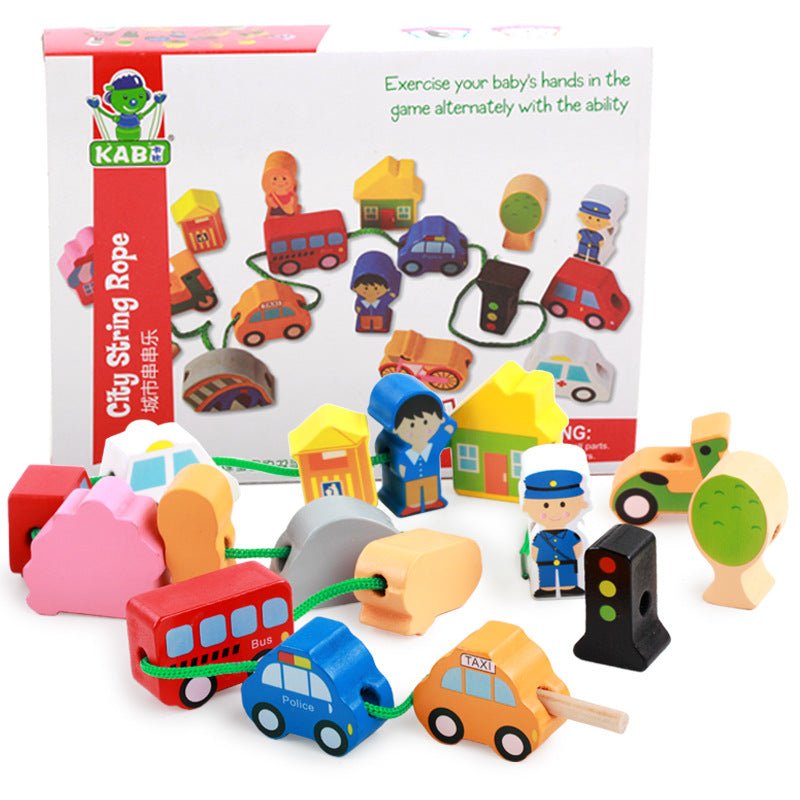 Transport Treading Toy - Wooden Educational Montessori Learning - Tiny Explorers Club