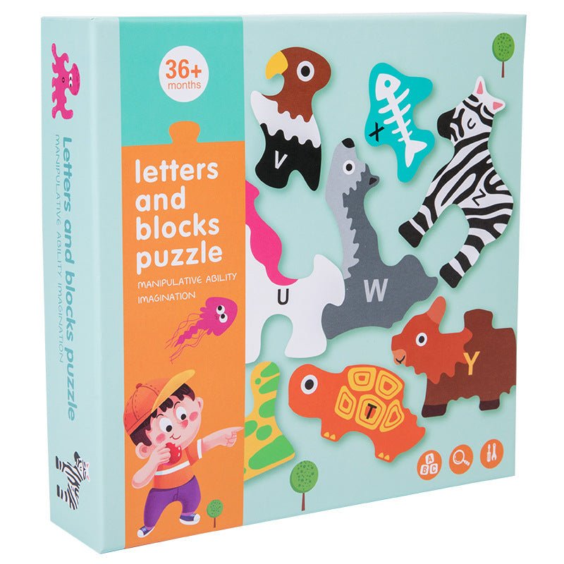 Wooden Animal Alphabet Stacking Blocks - Tiny Explorers Club