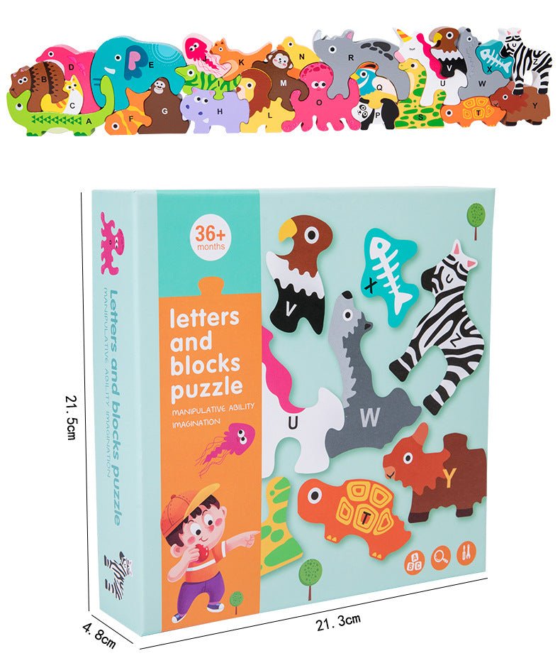 Wooden Animal Alphabet Stacking Blocks - Tiny Explorers Club