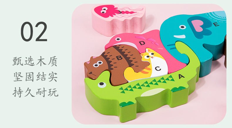 Wooden Animal Alphabet Stacking Blocks - Tiny Explorers Club