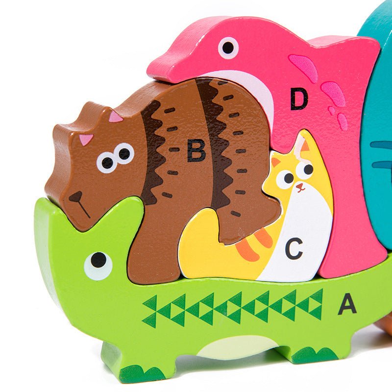 Wooden Animal Alphabet Stacking Blocks - Tiny Explorers Club