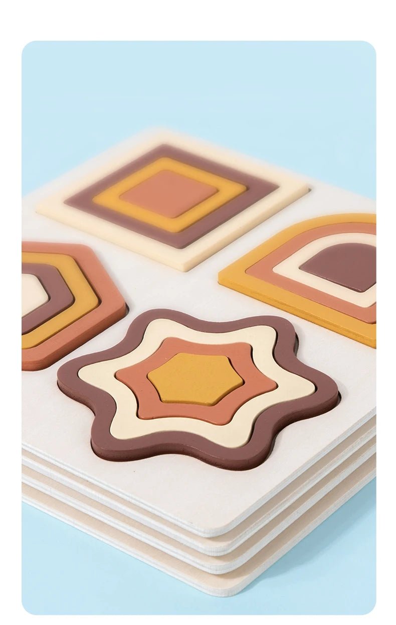 Wooden Geometric Shapes Game Montessori Jigsaw - Tiny Explorers Club