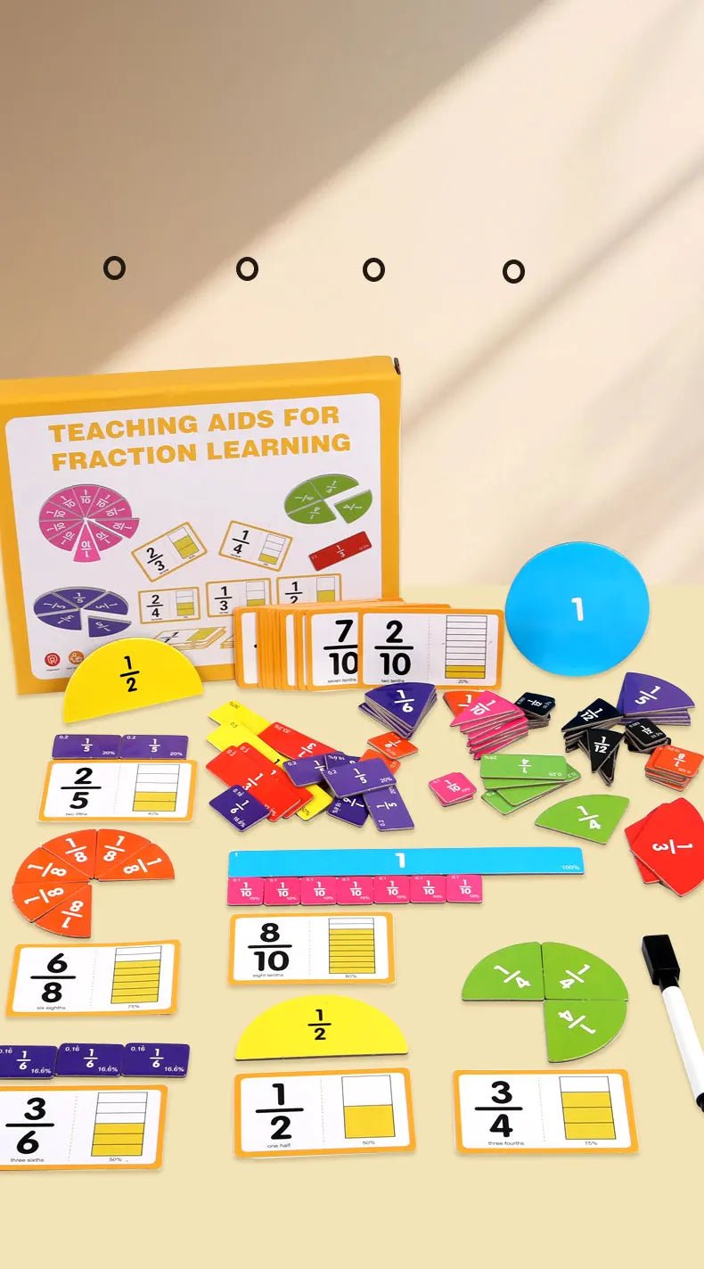 Wooden Math Fraction Learning Set With Cards - Tiny Explorers Club