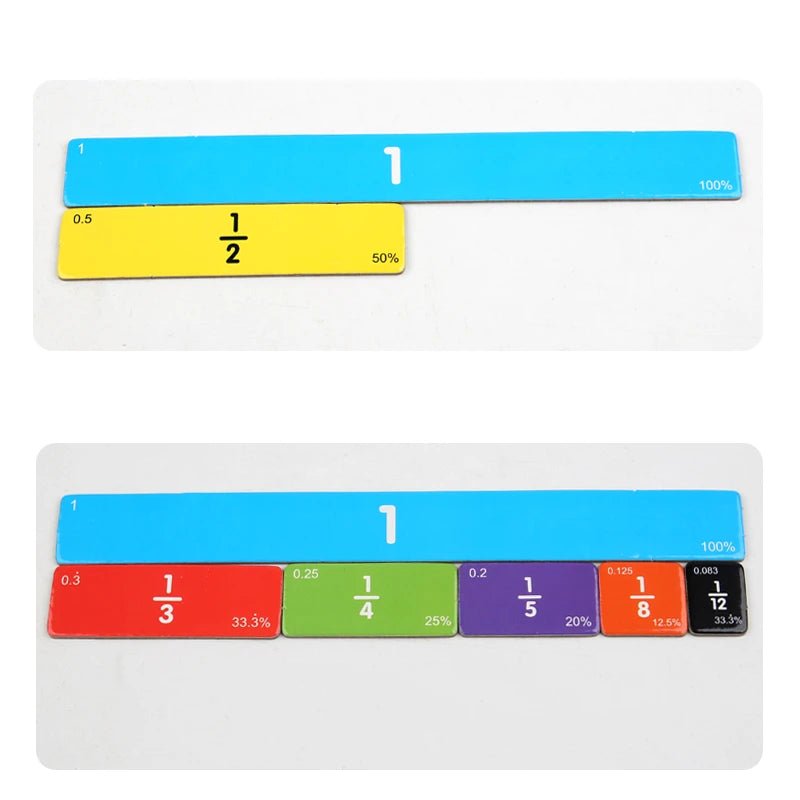 Wooden Math Fraction Learning Set With Cards - Tiny Explorers Club