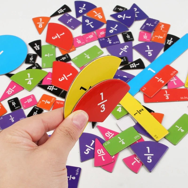 Wooden Math Fraction Learning Set With Cards - Tiny Explorers Club