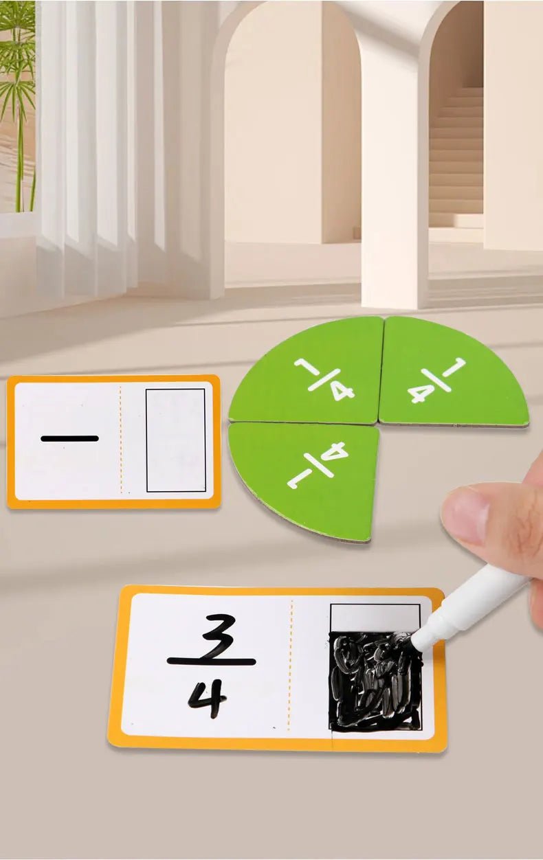 Wooden Math Fraction Learning Set With Cards - Tiny Explorers Club