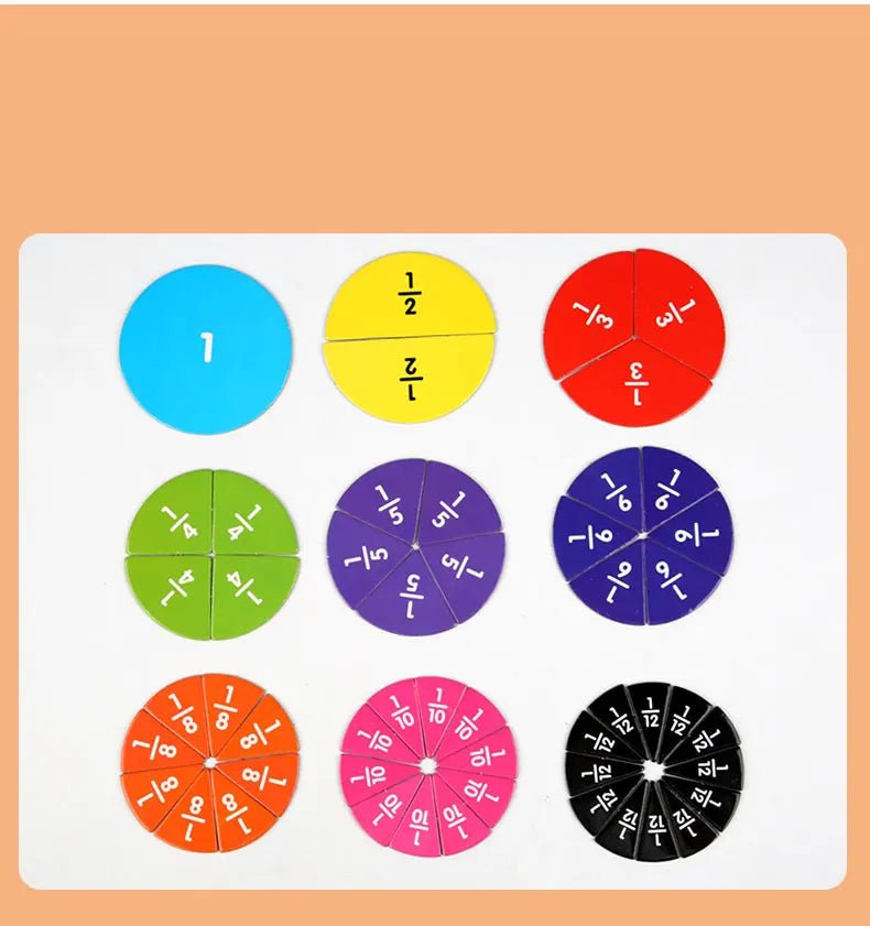 Wooden Math Fraction Learning Set With Cards - Tiny Explorers Club