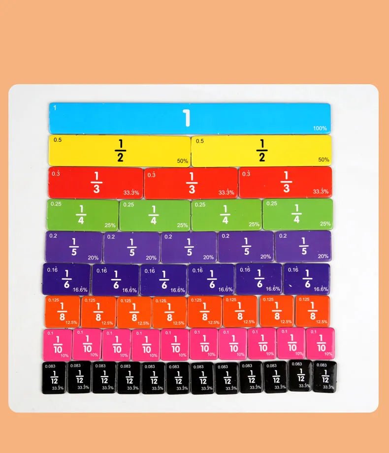 Wooden Math Fraction Learning Set With Cards - Tiny Explorers Club