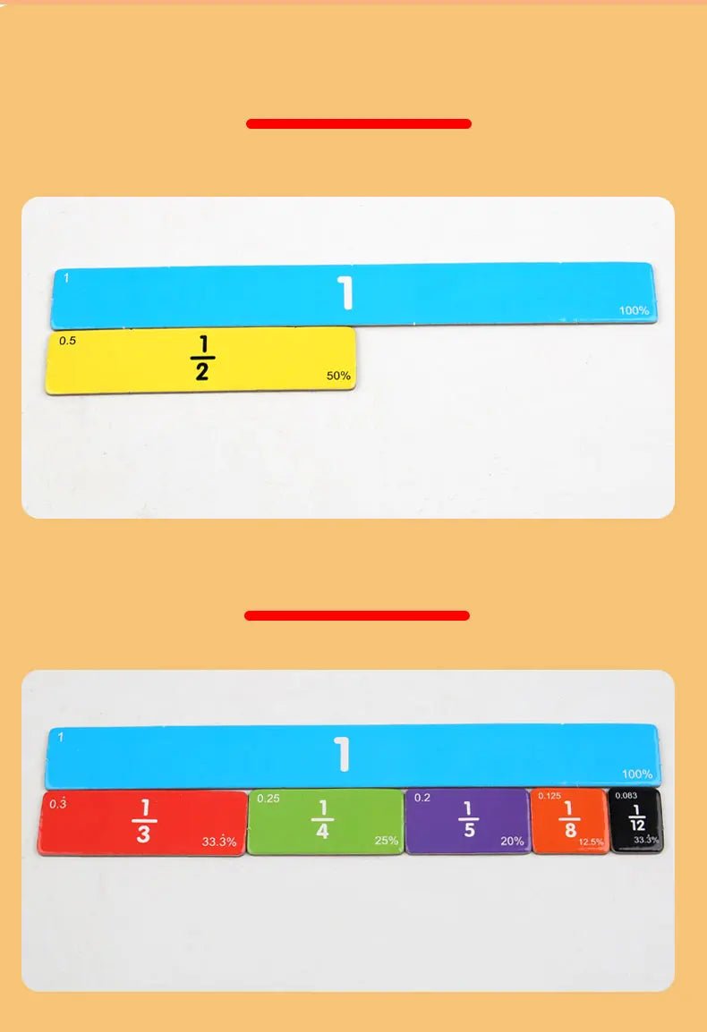 Wooden Math Fraction Learning Set With Cards - Tiny Explorers Club