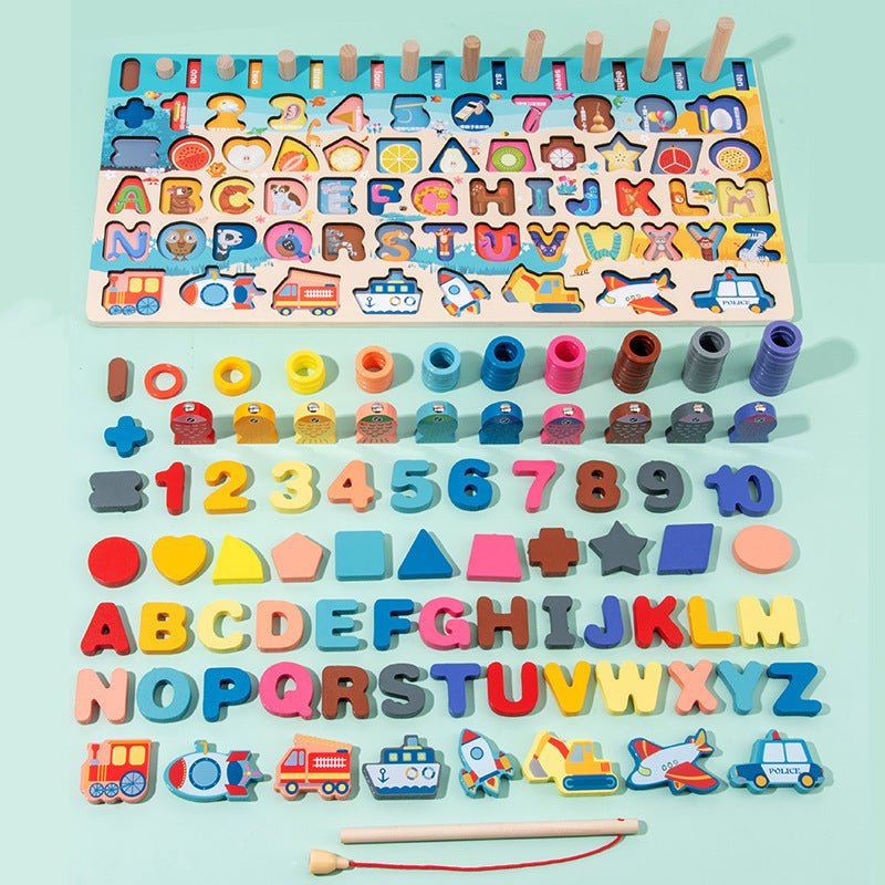Wooden Montessori Learning Shape Colour Maths and Counting Jigsaw - Tiny Explorers Club