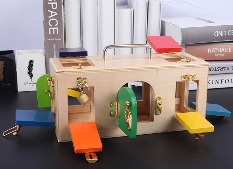 Wooden Montessori Problem Solving Lock Box - Tiny Explorers Club