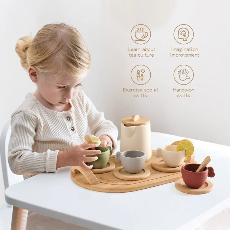 Wooden Montessori Toys Playing House Afternoon Tea Set - Tiny Explorers Club