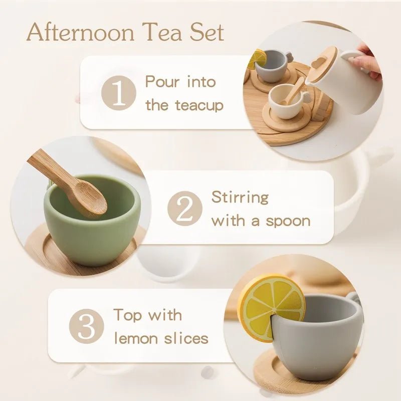 Wooden Montessori Toys Playing House Afternoon Tea Set - Tiny Explorers Club