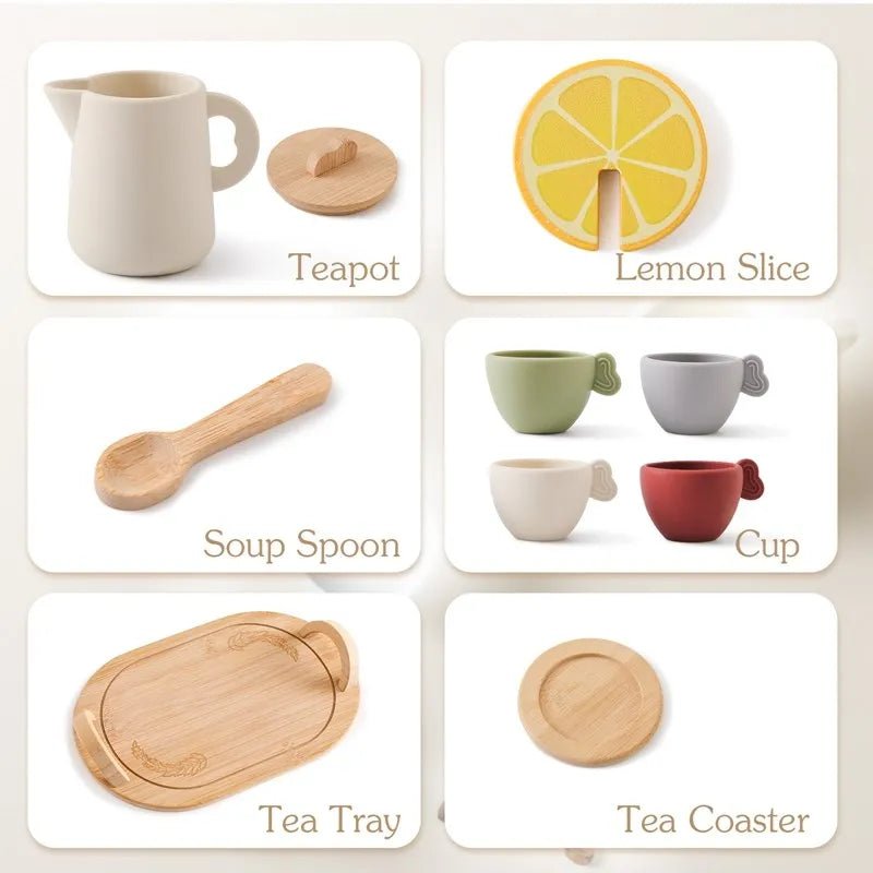 Wooden Montessori Toys Playing House Afternoon Tea Set - Tiny Explorers Club