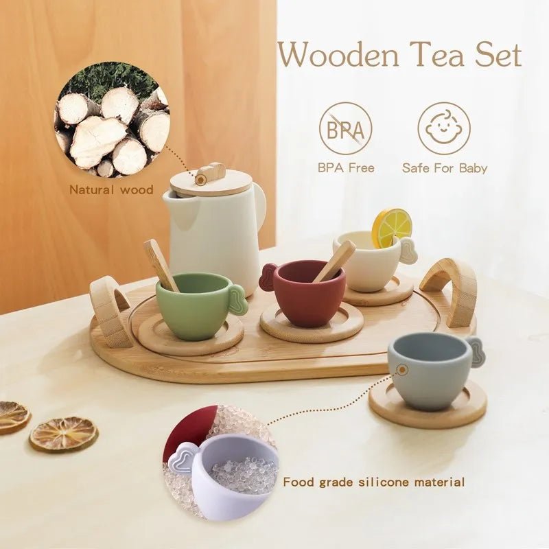 Wooden Montessori Toys Playing House Afternoon Tea Set - Tiny Explorers Club