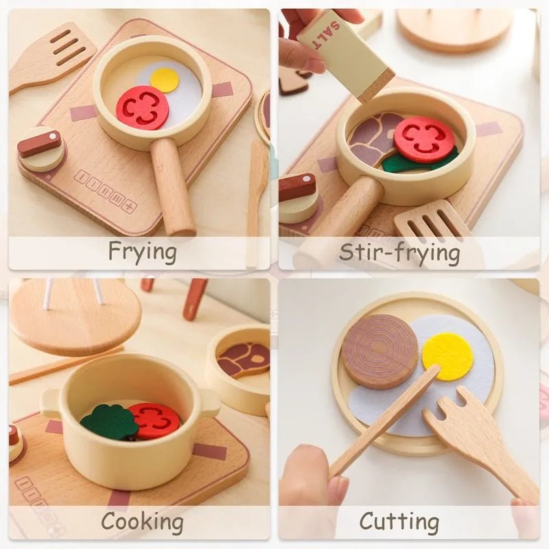 Wooden Montessori Toys Playing House Afternoon Tea Set - Tiny Explorers Club