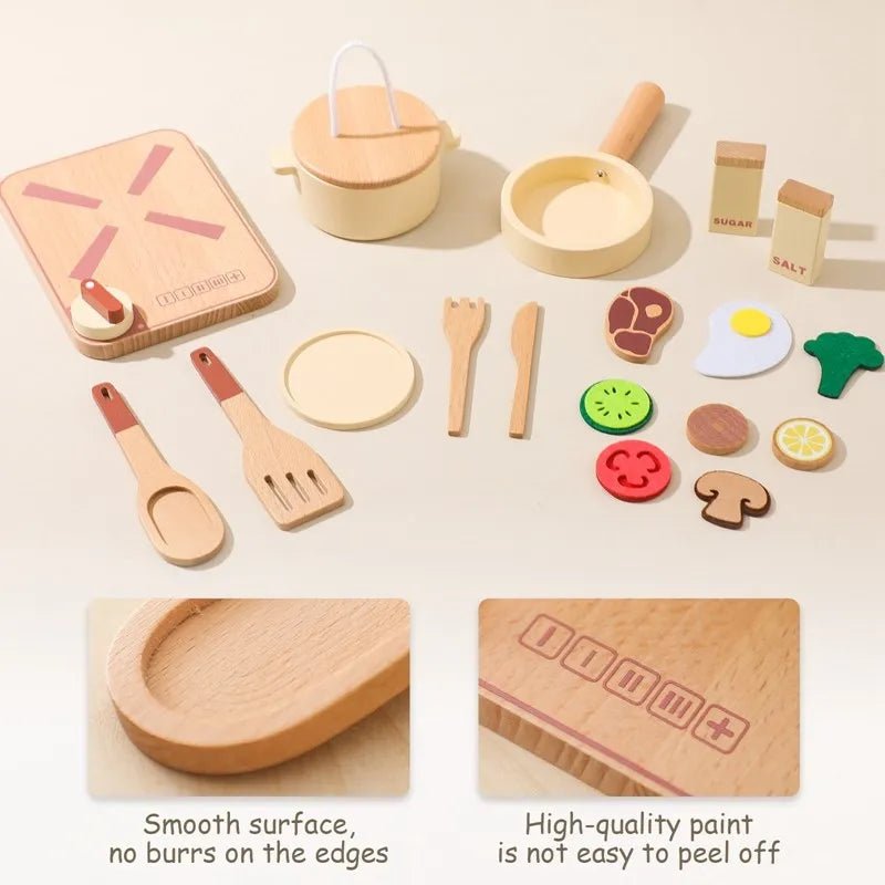 Wooden Montessori Toys Playing House Afternoon Tea Set - Tiny Explorers Club