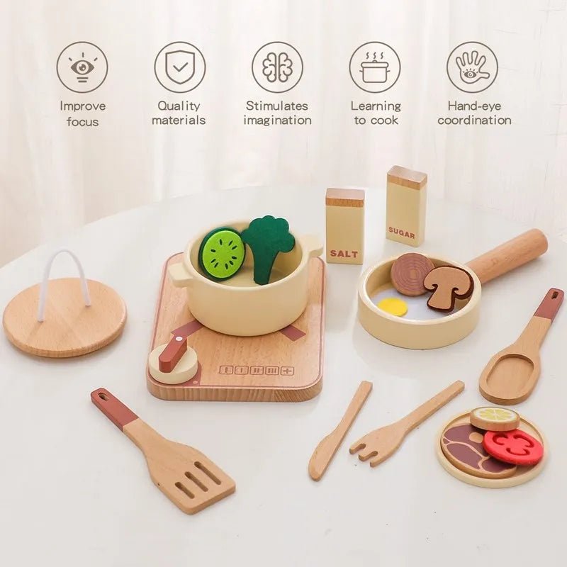 Wooden Montessori Toys Playing House Afternoon Tea Set - Tiny Explorers Club