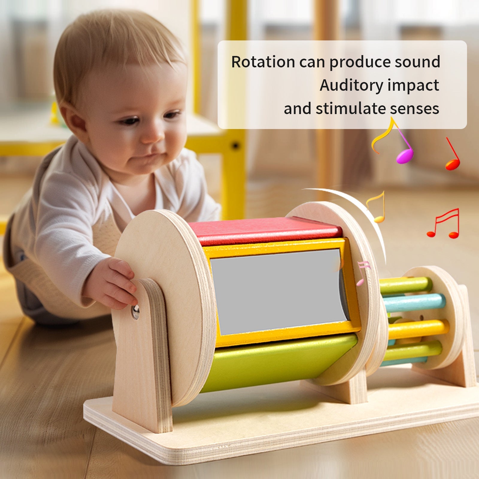 Wooden Textile Drum for Cognitive Sensory, Concentration and Hand-Eye Coordination - Tiny Explorers Club