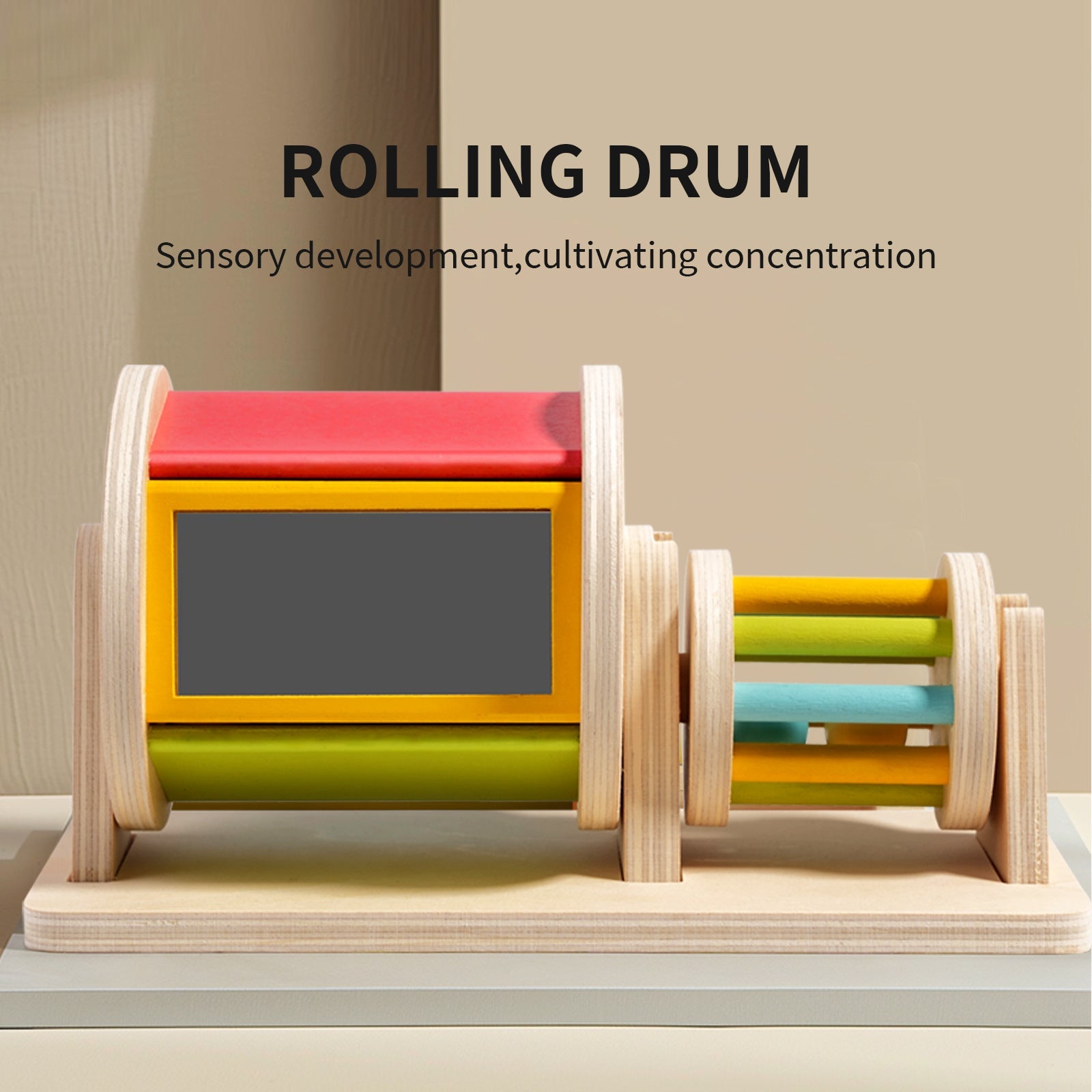 Wooden Textile Drum for Cognitive Sensory, Concentration and Hand-Eye Coordination - Tiny Explorers Club