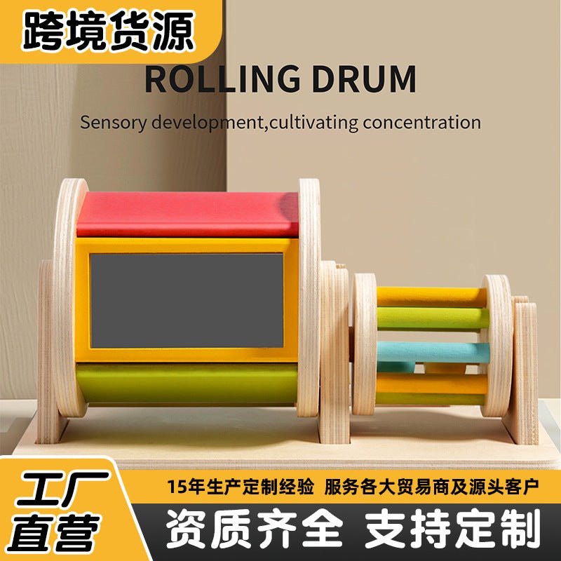 Wooden Textile Drum for Cognitive Sensory, Concentration and Hand-Eye Coordination - Tiny Explorers Club